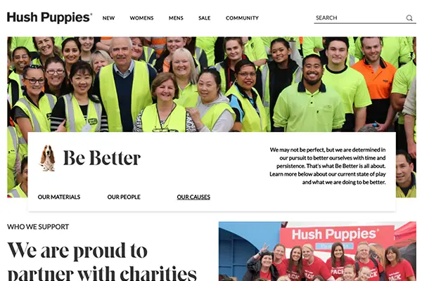 Hush Puppies Sustainability Landing Pages